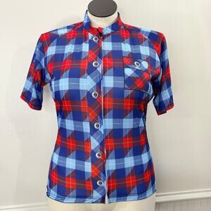 Malciklo Size XXL Shirt Cycling Jersey NEW Zip Up Plaid Back Pockets Womens Top